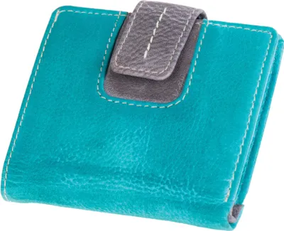 Produktbild von Damengeldbörse zweifarbig Leder 9x10x2cm türkis