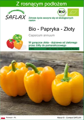Zdjęcie produktu dla SAFLAX - Bio - Papryka - Złoty - 20 Nasiona - Z podłożem uprawowym wolnym od zarazków - Capsicum annuum