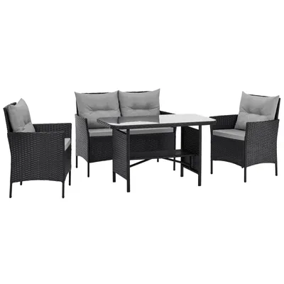 Produktbild von SVITA DALLAS Polyrattan Gartenmöbel Set 4-teilig 2 Sessel Sofa Tisch Inkl. Auflagen Schwarz