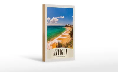 Produktbild von Holzschild Reise 12x18 cm Antigua Karibik Strand Meer Urlaub