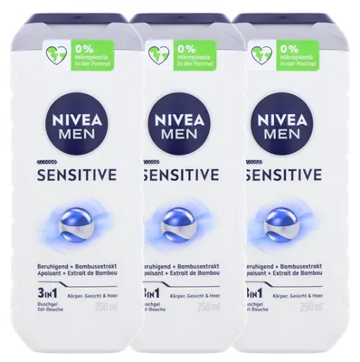 Produktbild von 3 x NIVEA MEN Sensitive Duschgel je 250ml 3in1 Pflegedusche