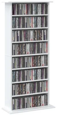 Productafbeelding van Smalle mediakast, 8 niveaus, 6 verstelbare planken, 8 vakken, voor 360 cd's, wit