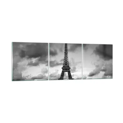 Produktbild von Bilder auf glas - Auto Eiffle Paris Stadt - 90x30cm - Glasbilder - Wandbilder - Kunstdruck - zum Aufhängen bereit - Wanddekoration aus Glas - Glas Bilder - Wandbild auf Glas - 3 Teile - GCA90x30-2828