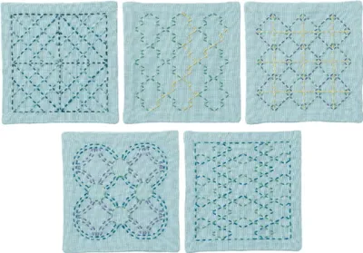 Immagine prodotto di Confezione da ricamo Olympus Sashiko "Set di 5 sottobicchieri", tessuto stampato, 10x10cm, originale dal Giappone