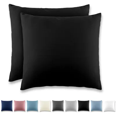 Produktbild von Kissenbezug 80 x 80 cm, 2er-Set, mit Reißverschluss – Kissenbezug aus gebürsteter Mikrofaser, waschbar bis 40 °C, schwarz