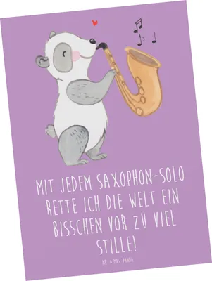 Produktbild von Mr. & Mrs. Panda Grußkarte Saxophon Magie - Lavendeltraum - Geschenk, Solo, Blues, Postkarte, Musik, Klassik, Ansichtskarten, Instrument, Musiker, Postkarten, Saxophonist