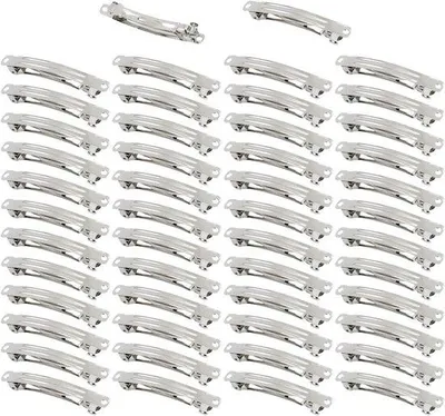 Produktbild von Zierliche Zinnhaarspangen Silber 6 cm - 50 Stück - Haarzubehör für Damen und Mädchen