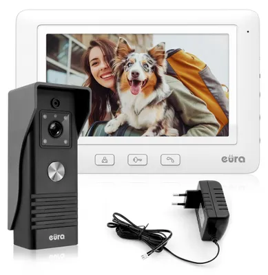 Image de Interphone vidéo de 7 pouces, blanc - Système 4 fils - Résolution 720p - Métal - Pour montage mural - Interphone