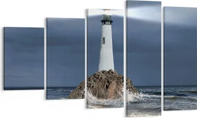 Produktbild von Bild auf Leinwand - Leinwandbild - Leuchtturm Meer - 100x60cm - Wand Bild - Wanddeko - Wandbilder - Leinwanddruck - Bilder - Kunstdruck - Wanddekoration - Leinwand bilder - Wandkunst - EG100x60-3550