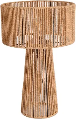 Image de Lampe de table bohème naturelle, 1xE27, design en corde de jute