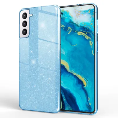 Image de NALIA Housse robuste à paillettes pour Samsung Galaxy S22, Brillant Hybride Housse de protection Renforcée en Silicone Housse de téléphone portable Bleu