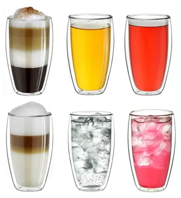 Produktbild von Creano doppelwandiges Thermoglas 400ml „DG-SH“, großes Doppelwandglas aus Borosilikatglas, doppelwandige Kaffeegläser, Teegläser, Latte Gläser 6er Set