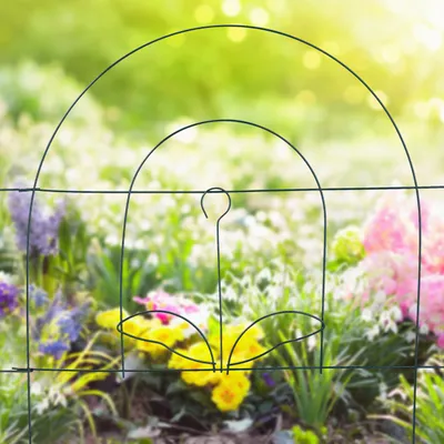 Produktbild von 10 tlg. Beetzaun, Beetumrandung für Garten, Dekozaun aus Metall, zum Stecken, Zierzaun, HxB: 34,5 x 490 cm, grün