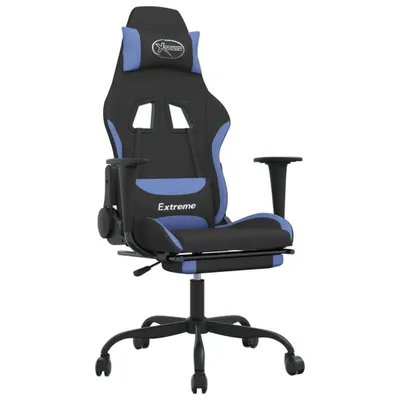 Produktbild von vidaXL Gaming-Stuhl mit Massage & Fußstütze Schwarz und Blau Stoff