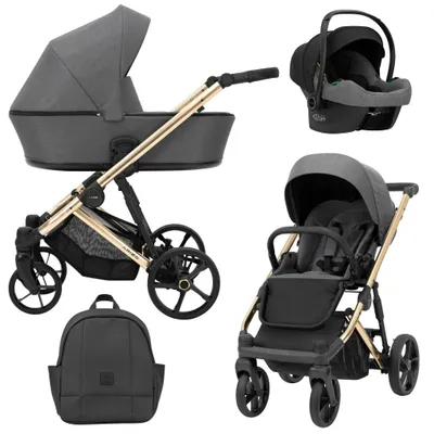 Image de Kunert ARIZO PREMIUM Poussette 3en1 en anthracite avec châssis doré
