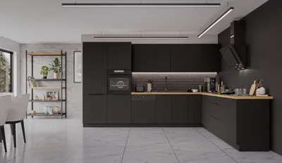 Produktbild von Winkelküche SIENA 350x290 cm Küchenzeile Einbauküche Eckküche Küche Schwarz matt