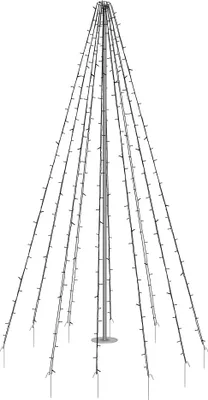 Produktbild von ECD Germany Fahnenmast Lichterkette 10 Stränge 8m mit 360 LEDs Warmweiß für Bäume inkl. 10 Heringen und 10 Kabelbindern Schwarz IP44 Außen Beleuchtung