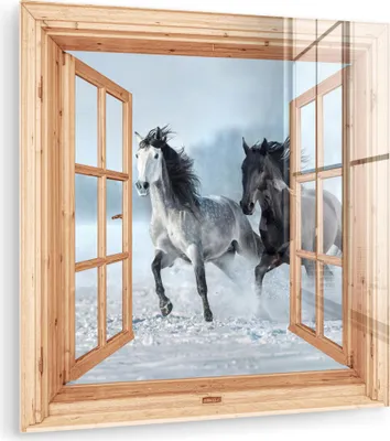 Produktbild von MuchoWow Glasbilder - Bilder auf Wandbild - Foto auf Glas Durchsichtig - Pferde - Winter - Tiere - Natur - Holz 20x20 cm Wanddekoration aus Glas - Acrylglasbild - Acrylbilder - Bilder von Glas - Moder