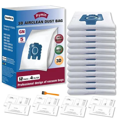 Immagine prodotto di Confezione da 12 sacchetti per aspirapolvere GN, compatibili con gli aspirapolvere Miele - Set di ricambio