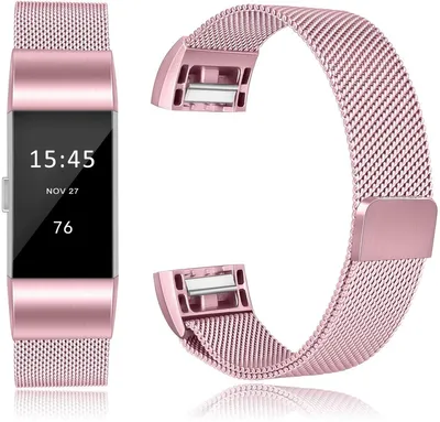 Obrázok produktu pre CHPN – Náramok kompatibilný s Fitbit Charge 3 a 4 – Milanese náramok – Ružová farba – Náramok pre Fitbit – Elegantný náramok – Kovový náramok