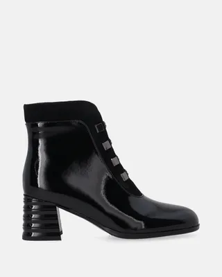 Produktbild von VENEZIA Damen Stiefeletten Ankle Boots Winterstiefel - Elegante Damen-Ankle-Boots aus mit hohem Absatz aus Echtleder Schwarz Größe 39