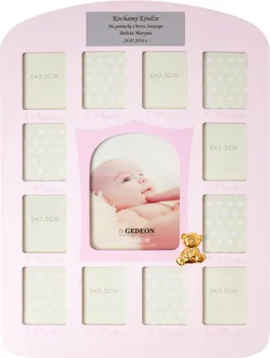 Produktbild von Rosa Rahmen für ein Mädchen für 12 Fotos mit Gravur