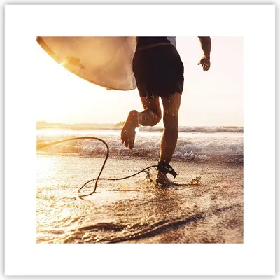 Produktbild von Poster - Poster ohne Rahmen - Surfen Strand Freude - 30x30 cm - Wand Bild - Wanddeko - Wandbilder - Kunstposter - Wandposter - Bilder - Kunstdruck - Wanddekoration - Wandbild - P2XAC30x30-4801