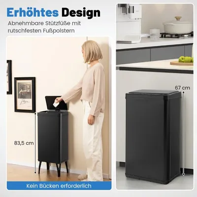 Zdjęcie produktu dla Automatyczny kosz na śmieci ze stali nierdzewnej, 50 l, czujnik