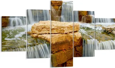 Produktbild von Bild auf Leinwand - Leinwandbild - Wasserfall Steine Wasser - 125x70cm - Wand Bild - Wanddeko - Leinwanddruck - Bilder - Kunstdruck - Wanddekoration - Leinwand bilder - Wandkunst - EA125x70-0122