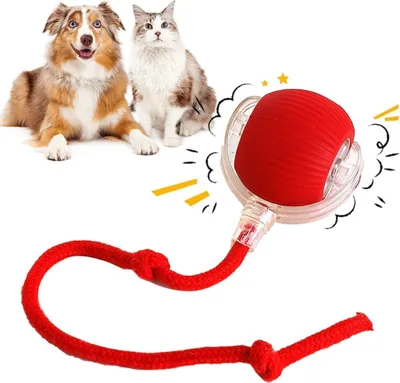 Produktbild von Interaktives Katzenball Spielzeug, Elektrisch mit USB Aufladbar, DREI Arbeitsmodi, 360° Rolling Smart Ball, Rot | Für Katzen und kleine Hunde, Zuhause