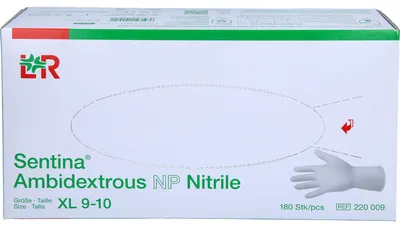 Imagen del producto de Guantes de nitrilo ambidiestros, no estériles, talla XL, caja de 180 unidades