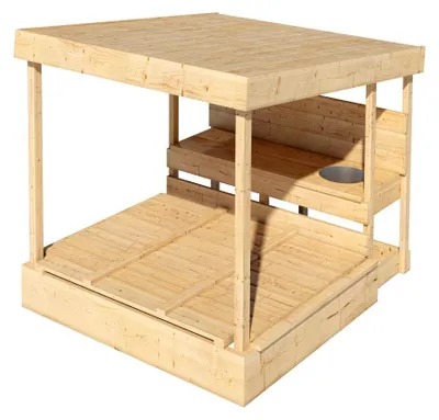 Produktbild von Karibu Sandkasten Max mit Dach und Matschküche