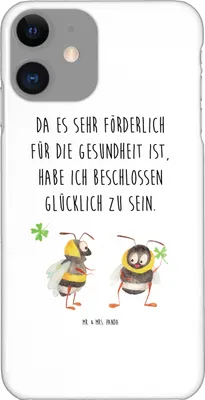 Produktbild von Mr. & Mrs. Panda Iphone 11 Handyhülle Hummeln Kleeblatt - Weiß - Geschenk, Biene Deko, Handy Schutzhülle, XR, Spruch schön, Hülle, Gute Laune, glücklich sein, Positiv