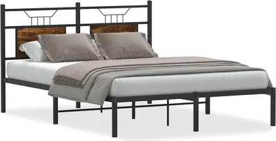 Produktbild von vidaXL Bettgestell ohne Matratze Räuchereiche 140x200 cm Holzwerkstoff