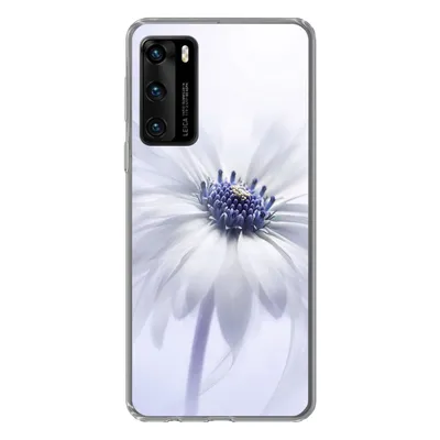 Produktbild von MuchoWow® Handyhülle Schutzhülle Hülle für Huawei P40 Blume - Abstrakt - Weiß Silikon Softcase Handy Hülle - Handytasche