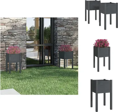 Obrázek produktu pro vidaXL květináč 2 ks Šedý 40x40x70 cm z masivního borovicového dřeva - Květináče a květináče