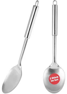 Servierlöffel aus Edelstahl, 33 cm, spülmaschinengeeignet, silber