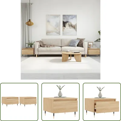 Produktbild von The Living Store Couchtische 2 Stk. Sonoma-Eiche 50x46x35 cm Holzwerkstoff