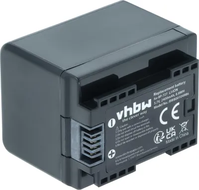 Produktbild von vhbw Akku Ersatz für Canon BP-727 für Videokamera Camcorder (2400 mAh, 3,6 V, Li-Ion) + Infochip