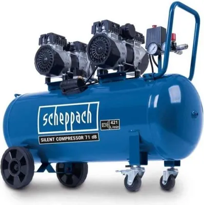 Image de Compresseur d'air horizontal 4 cylindres Scheppach HC100Si - 100L - 2200 W - 8 bars - silencieux