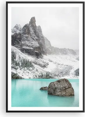 Produktbild von Gerahmtes Poster - Schwarzer Rahmen - Berge See Schnee - 70x100 cm - Wand Bild - Wanddeko - Wandbilder - Kunstposter - Wandposter - Bilderrahmen - Bilder - Kunstdruck - P2BPA70x100-4377