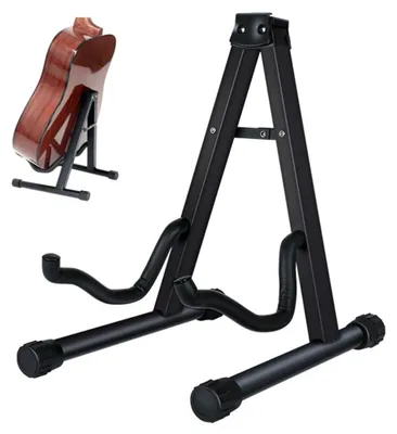 Produktbild von Gitarrenständer - H x B x T: 39 x 26 x 30 cm - Gitarrenhalter - Bassgitarrenständer - Klappbarer A-Ständer - für 1/2- bis 4/4-Celli und Gitarren