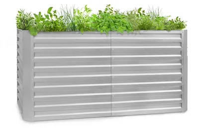 Produktbild von Blumfeldt Hochbeet aus Metall, Wetterfestes Stahl-Hochbeet für Balkon & Garten, Rostfreies Hochbeet Verzinkt, Freistehende Hochbeete 200x90x100 cm, 1800L Pflanzkübel Groß für Blumen, Obst, Gemüse