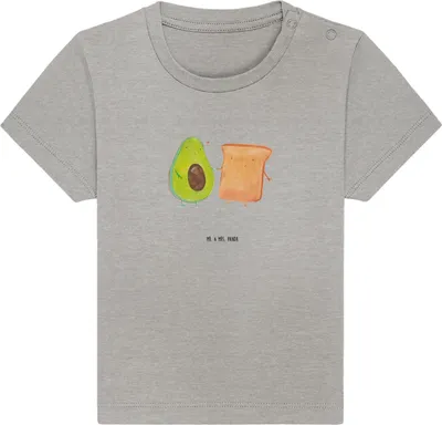 Produktbild von Mr. & Mrs. Panda  T-Shirt Avocado Toast 0. - 6. Monat - Heather Grey - Geschenk, Freund, Babyshirt, Pärchen, Hochzeitsgeschenk, Baby Baumwollshirt, Kinder, Kleinkind