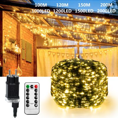 LZQ 100M LED Lichterkette Draht aus Kupferdraht 1000 LEDs Warmweiß Lichterkette mit Fernbedienung und Stecker IP44 ideal für Weihnachtsdeko Innen Außen