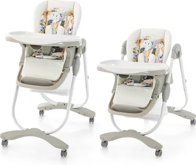 Produktbild von DREAMADE Kinderhochstuhl Klappbar mit verstellbarem Sitz, Hochstuhl mit Rollen & Sicherheitsgurt & Tablett, für Baby 6-36 Monate, bis 15kg (Weiß)