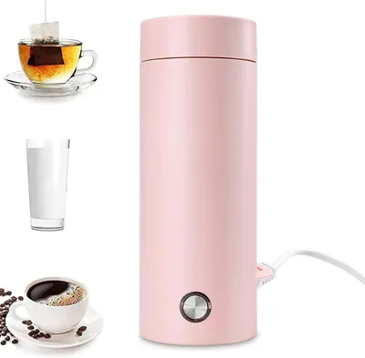 Produktbild von Reise Wasserkocher tragbarer Thermobecher Wasserbecher 400ml leichter Mini-Wasserkocher 304 Edelstahl Thermoskanne Teekanne