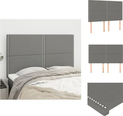 Produktbild von vidaXL Kopfteile 4 Stk. Dunkelgrau 72x5x78/88 cm Stoff -  Kopf- & Fußenden
