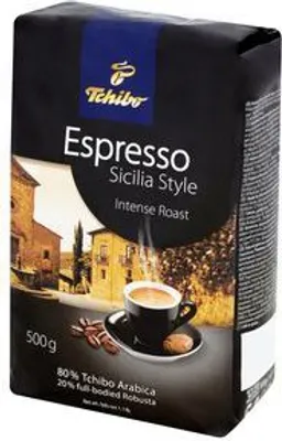 A bag of Tchibo Espresso Sicilia Style coffee beans.