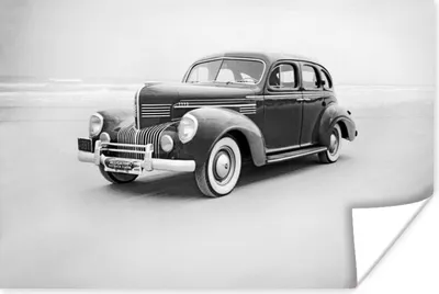 Produktbild von MuchoWow® Poster Oldtimer in Schwarz-Weiß-Bild 120x80 cm - Bilder